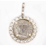 Roman Silver Double Denarius Coin in 14kt & Sterling Silver Pendant circa A.D. 244-249